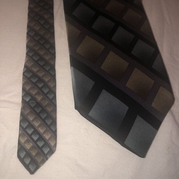 Jimmy V 100% Silk Neck Tie Blue/Green Patterned/purple/black - Picture 2 of 8